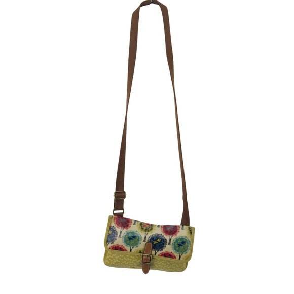 Fossil Tree Print Women's Adjustable Shoulder Crossbody Bag PVC Coated Textured - Picture 2 of 9